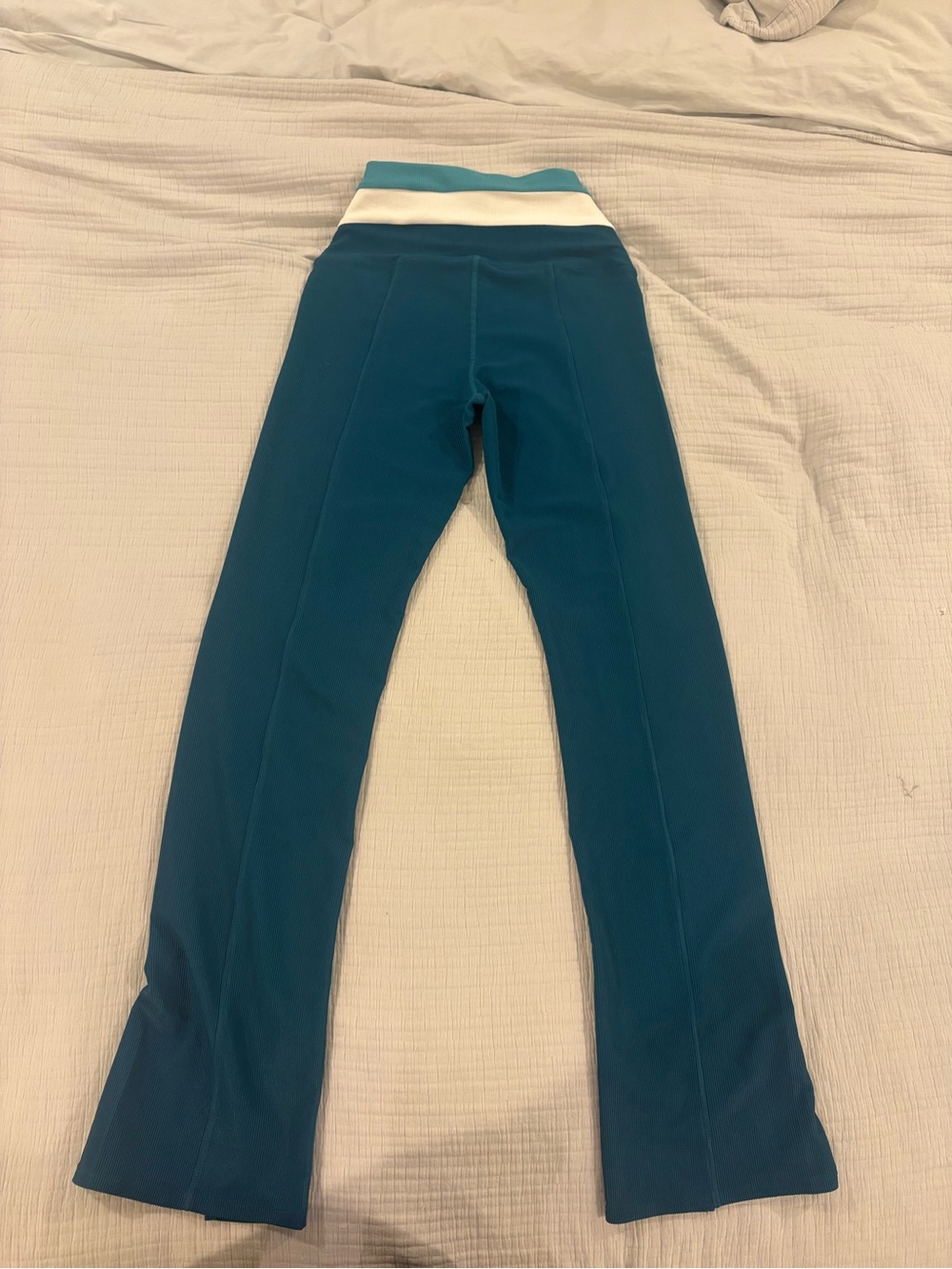 Beach Riot Teal Leggings with White Waistband
